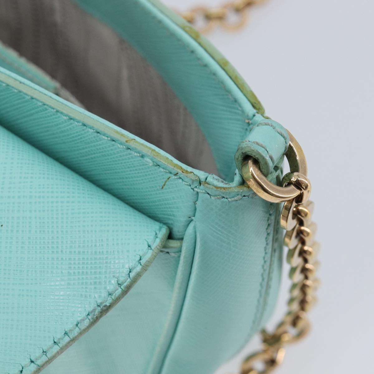 Salvatore Ferragamo Gancini Chain Shoulder Bag Leather Light Blue Auth BA16843A