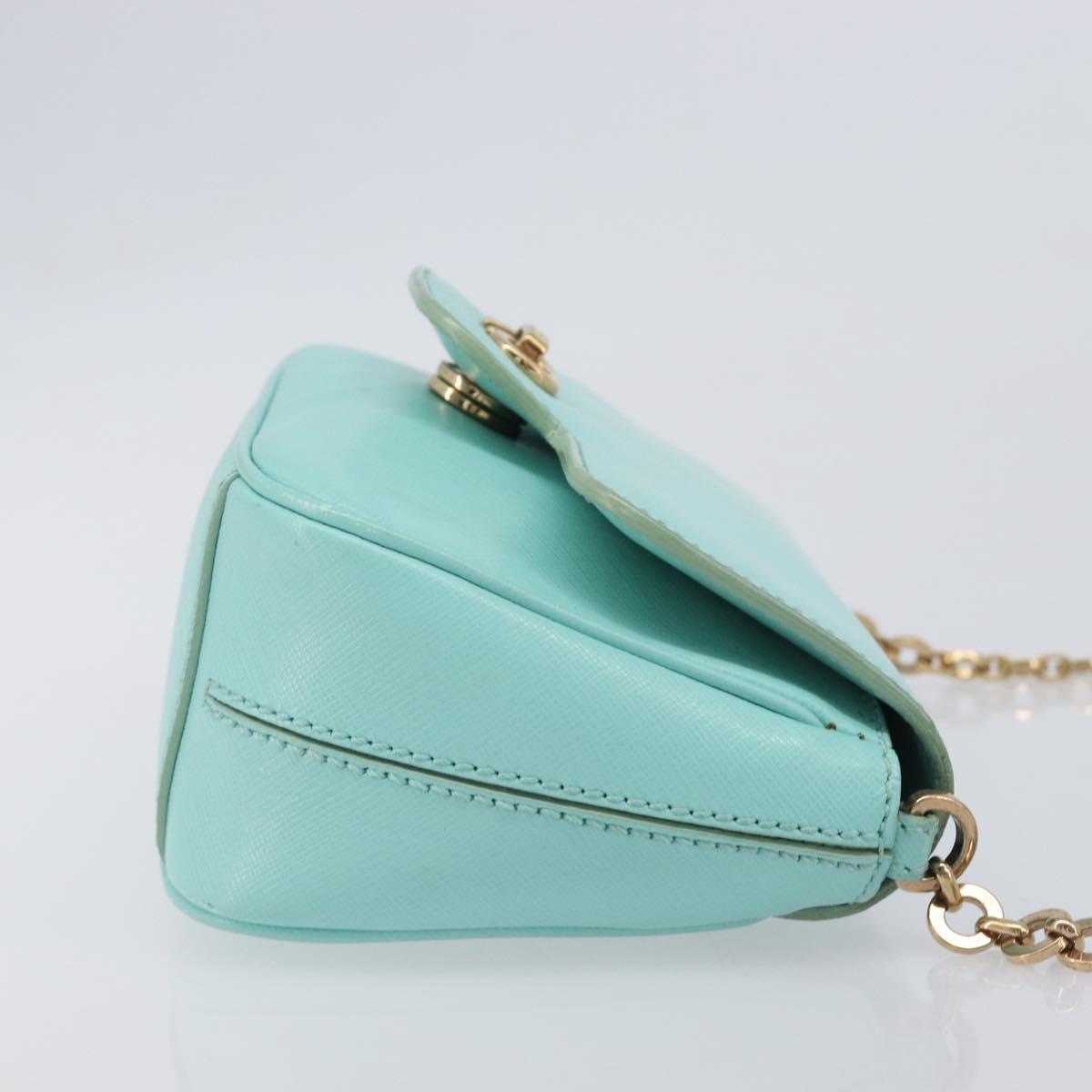 Salvatore Ferragamo Gancini Chain Shoulder Bag Leather Light Blue Auth BA16843A