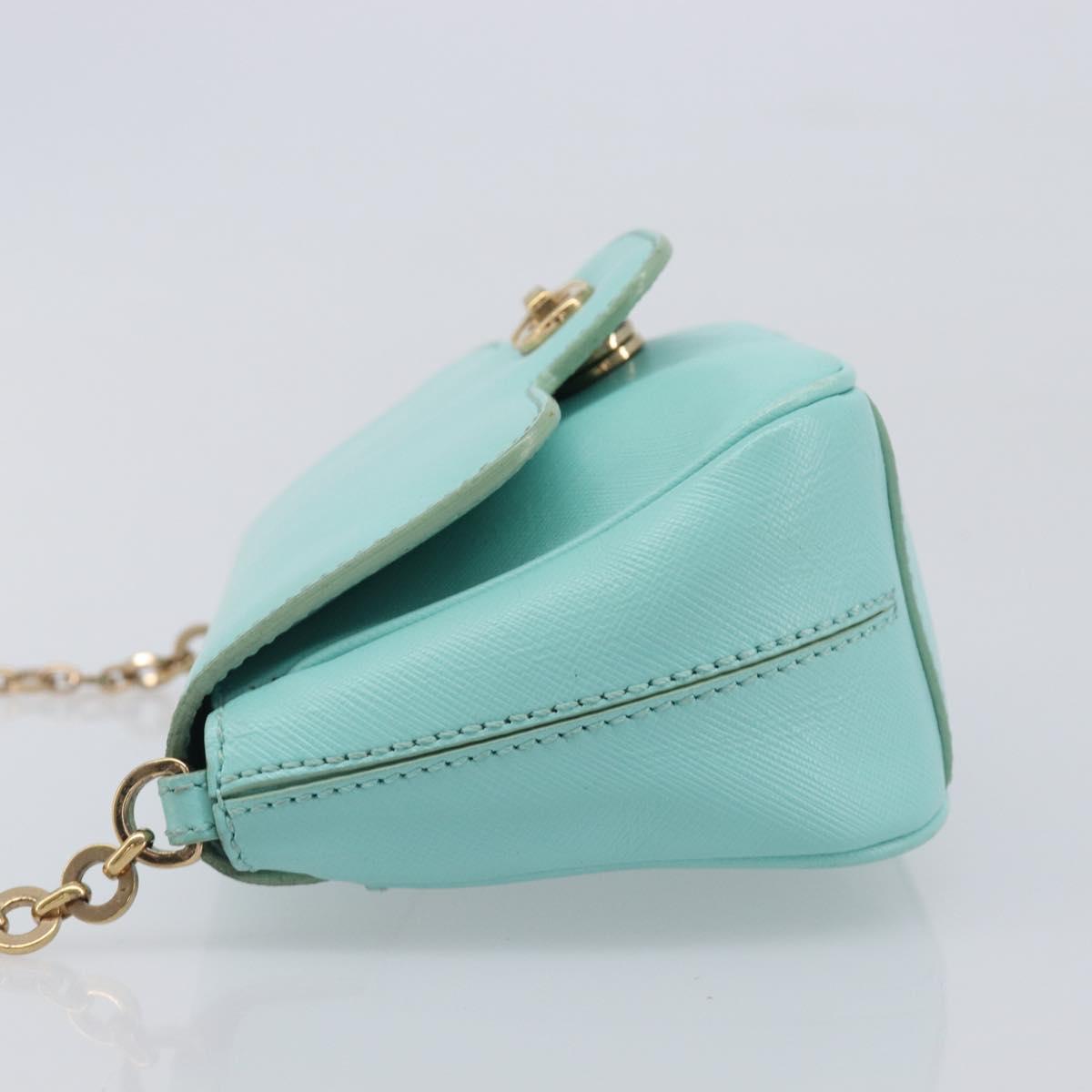 Salvatore Ferragamo Gancini Chain Shoulder Bag Leather Light Blue Auth BA16843A