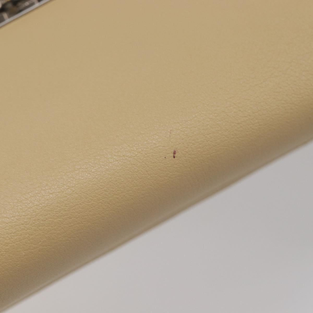 Salvatore Ferragamo Gancini Hand Bag Leather Beige Silver Auth BA16845A