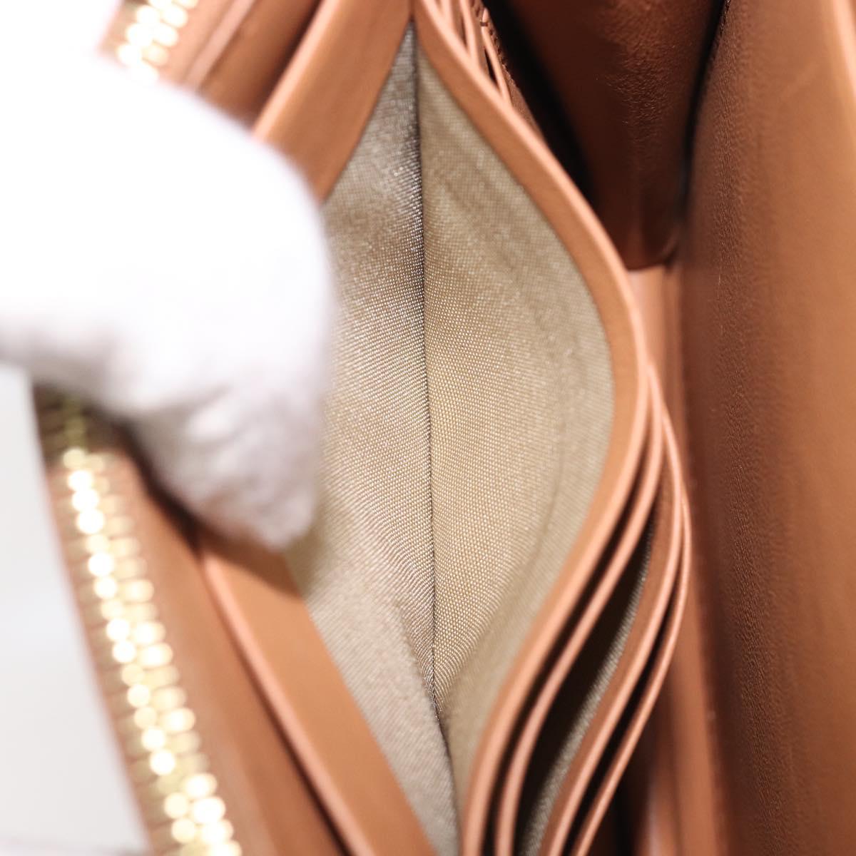 CELINE Frame Evening Clutch Shoulder Bag Leather Beige Gold Tone Auth BA16846A