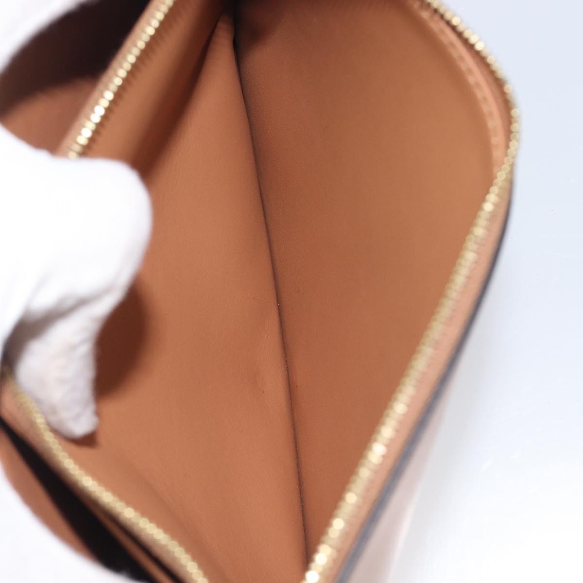CELINE Frame Evening Clutch Shoulder Bag Leather Beige Gold Tone Auth BA16846A