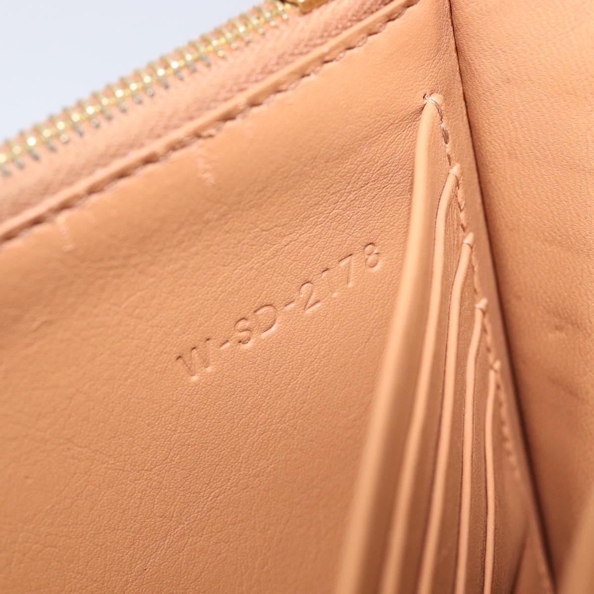 CELINE Frame Evening Clutch Shoulder Bag Leather Beige Gold Tone Auth BA16846A