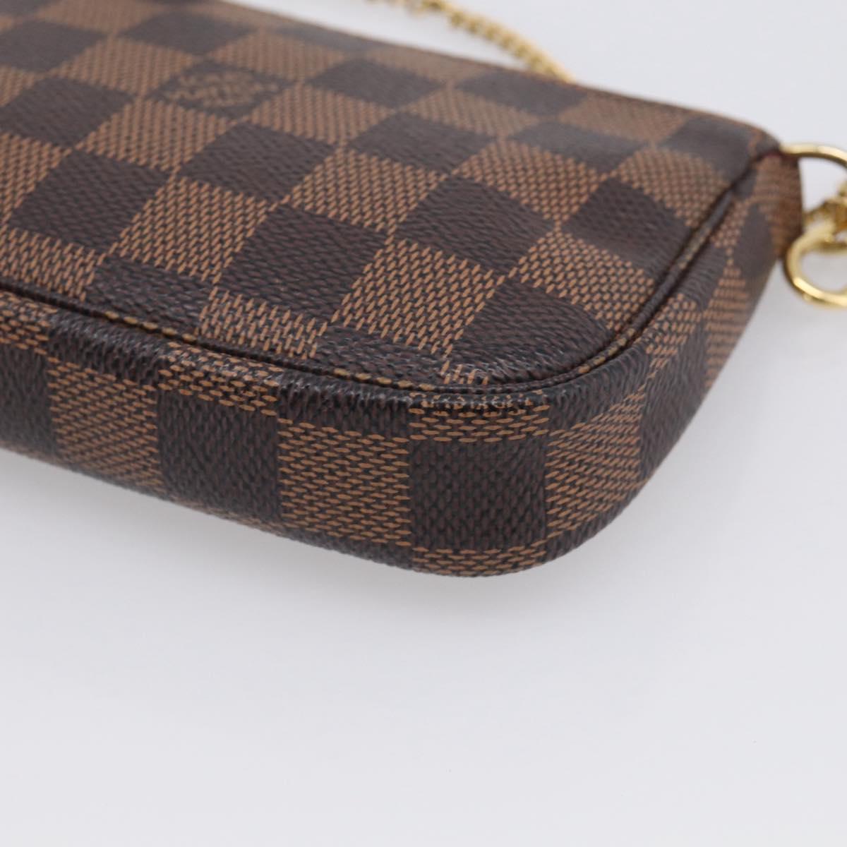 LOUIS VUITTON Damier Ebene Mini Pochette Accessoires Pouch N58009 Auth BA16847A
