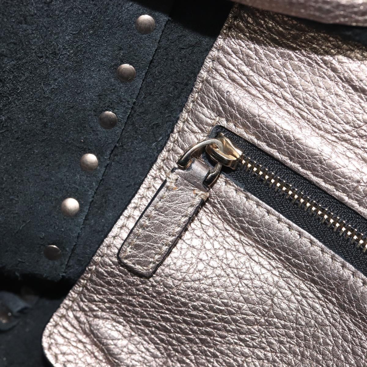 Valentino Rock Studs Hand Bag Leather 2way Gold Auth BA16848