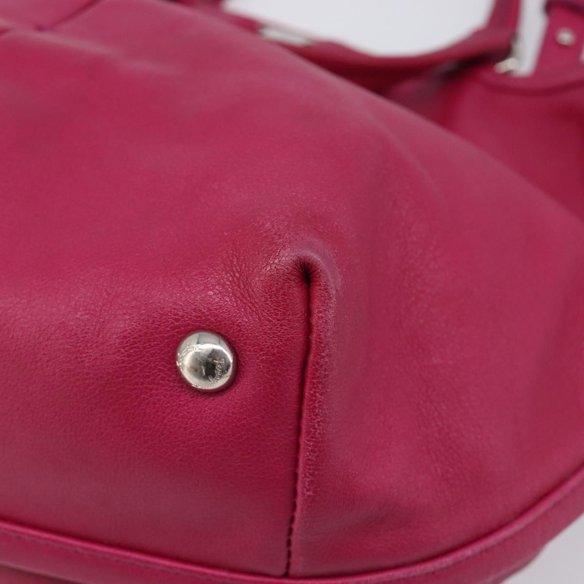 Salvatore Ferragamo Vala Hand Bag Leather 2way Pink Silver Auth BA16849A