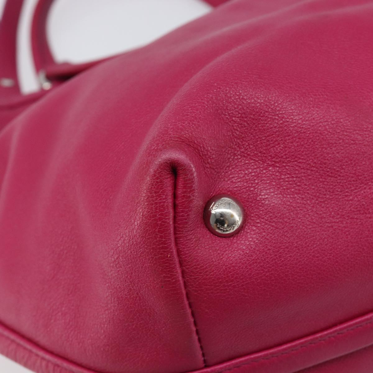 Salvatore Ferragamo Vala Hand Bag Leather 2way Pink Silver Auth BA16849A