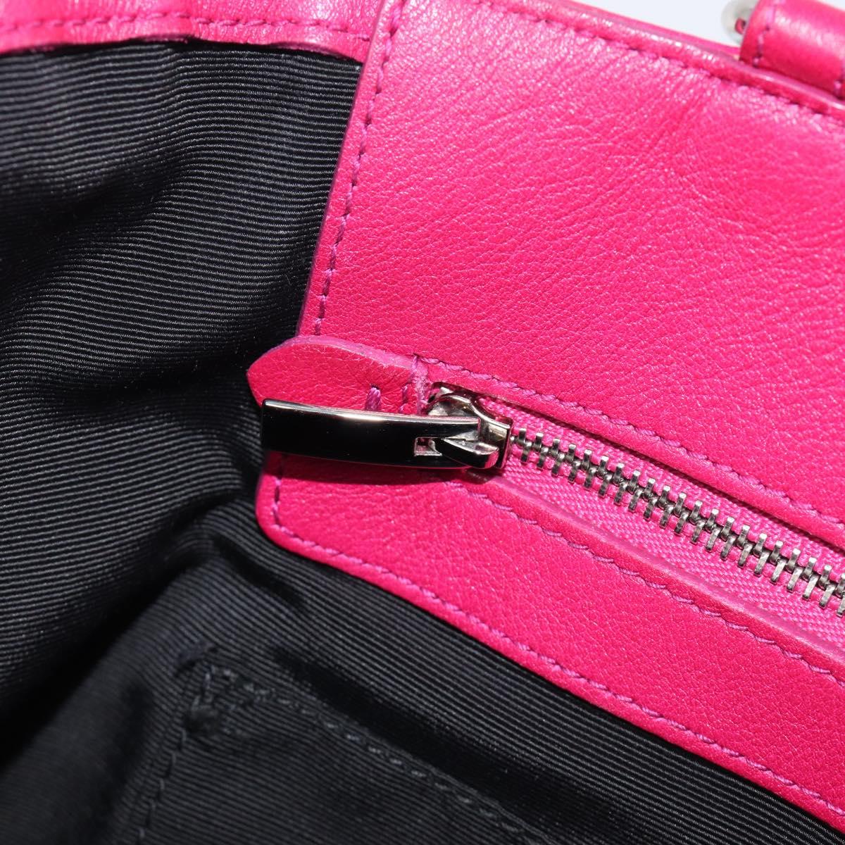 Salvatore Ferragamo Vala Hand Bag Leather 2way Pink Silver Auth BA16849A