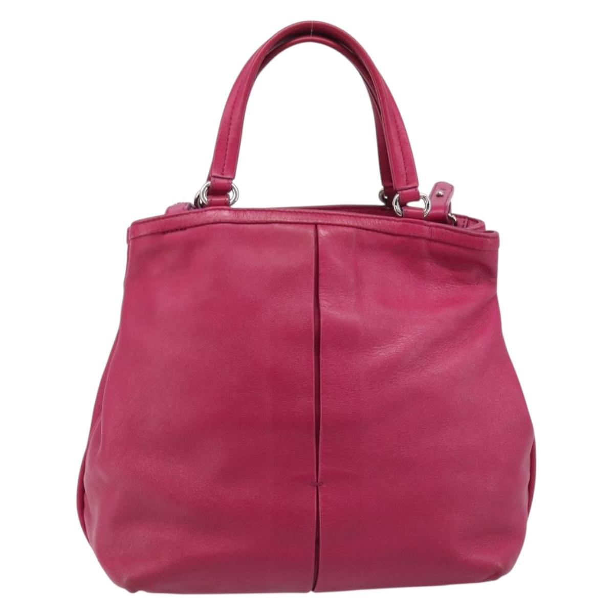 Salvatore Ferragamo Vala Hand Bag Leather 2way Pink Silver Auth BA16849A