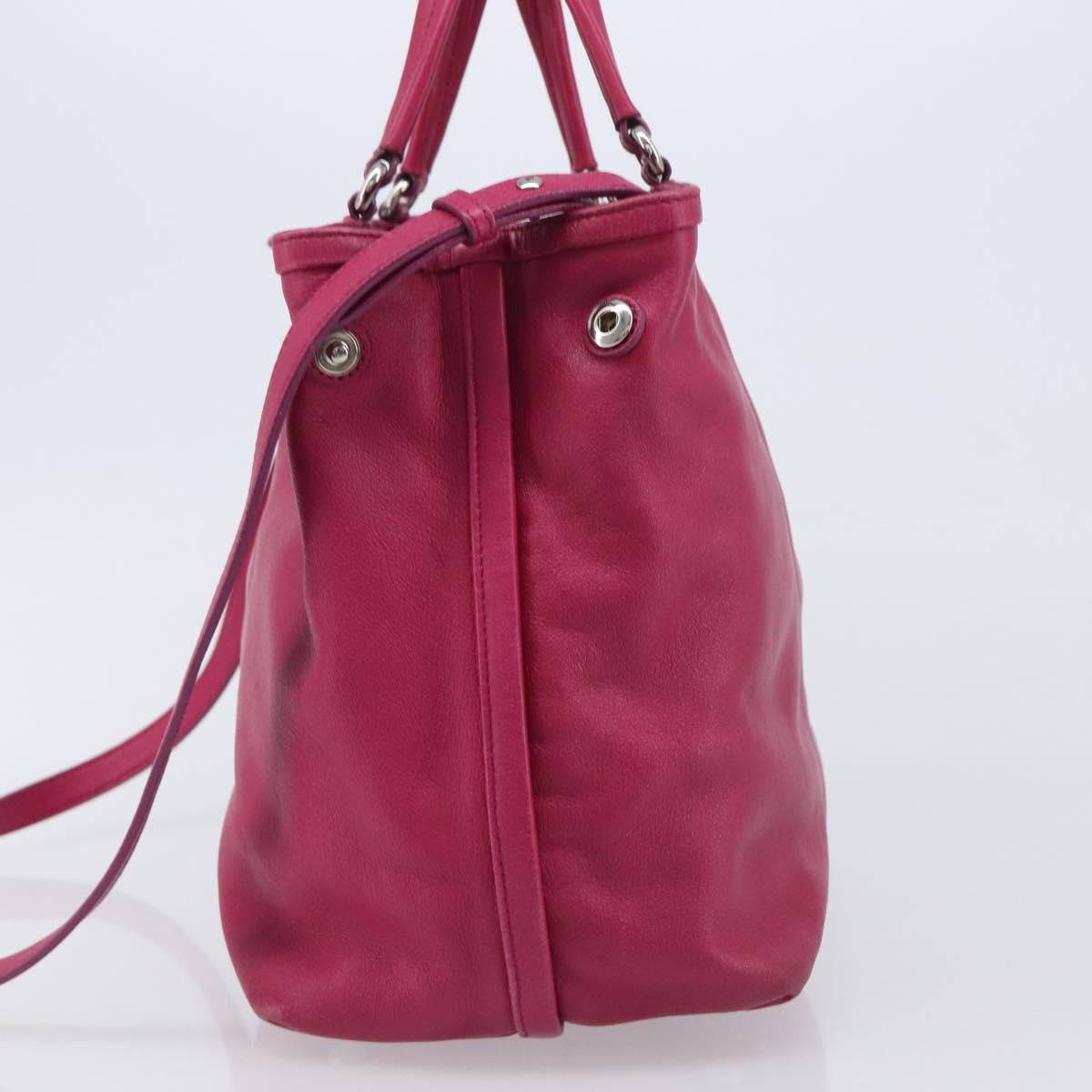 Salvatore Ferragamo Vala Hand Bag Leather 2way Pink Silver Auth BA16849A