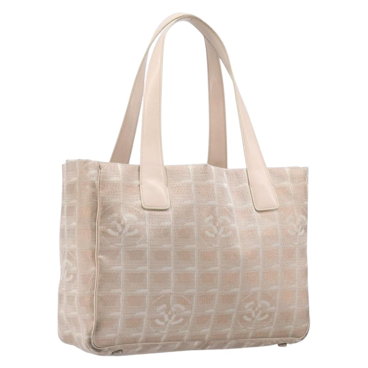 CHANEL New Travel Line Hand Bag Canvas Gold CC Auth BA16853