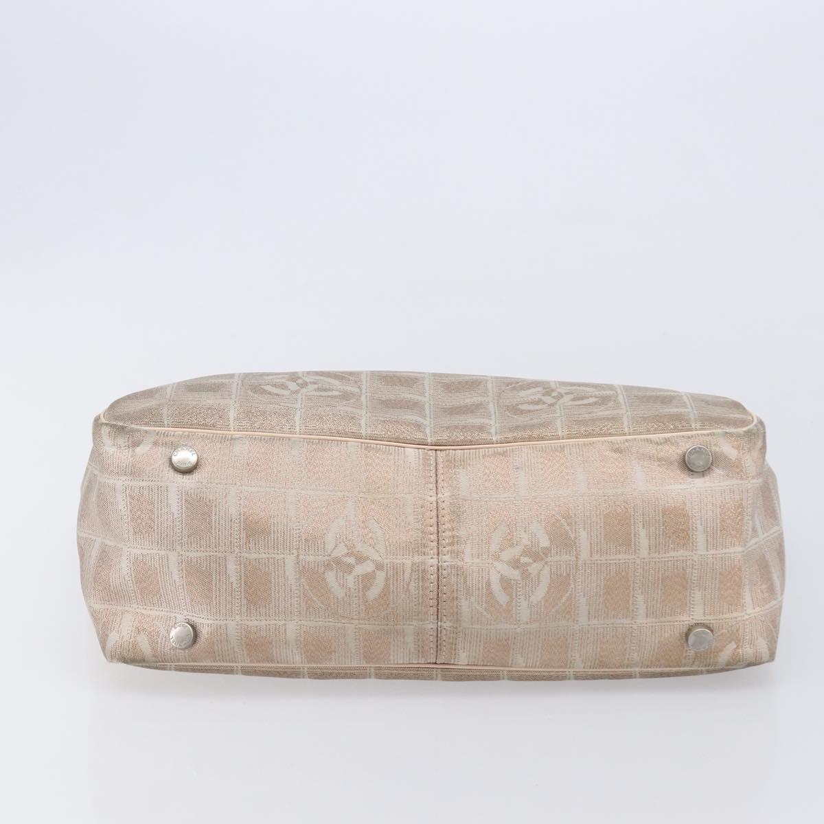 CHANEL New Travel Line Hand Bag Canvas Gold CC Auth BA16853