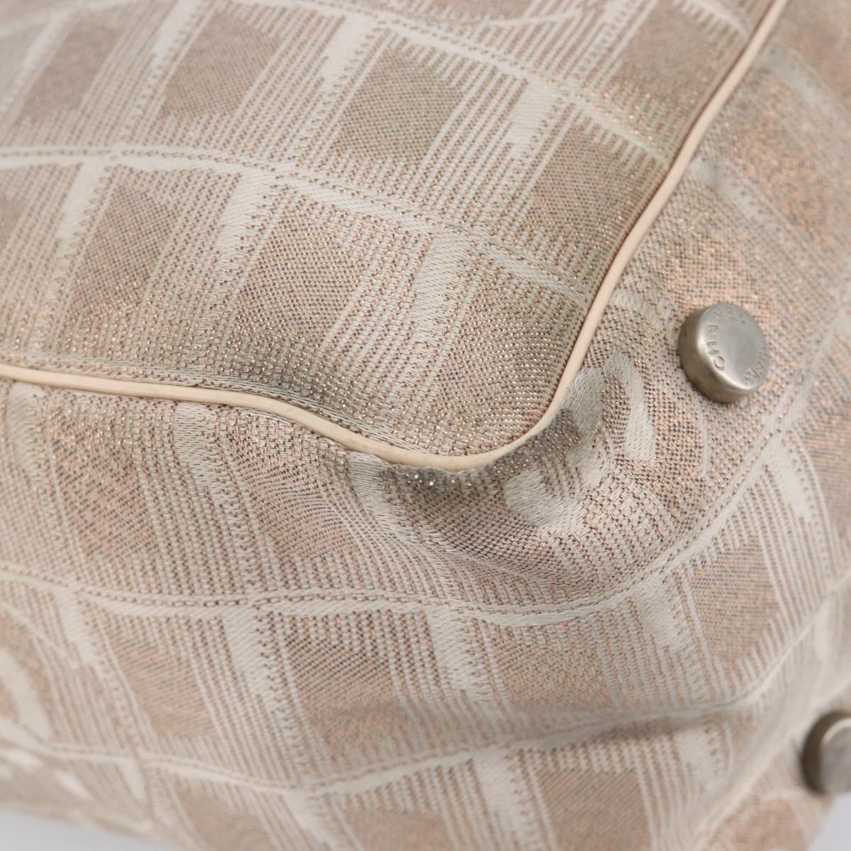 CHANEL New Travel Line Hand Bag Canvas Gold CC Auth BA16853