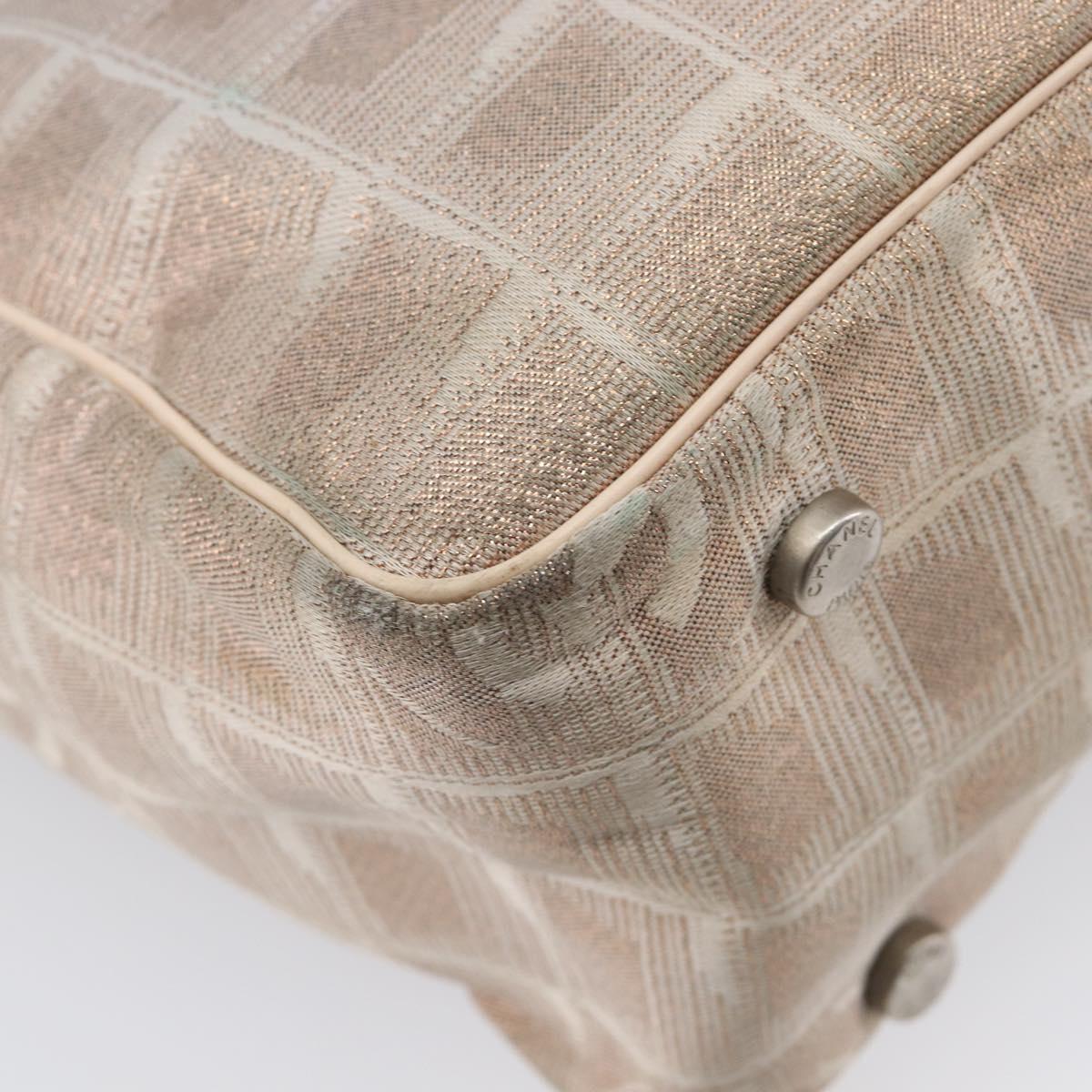 CHANEL New Travel Line Hand Bag Canvas Gold CC Auth BA16853