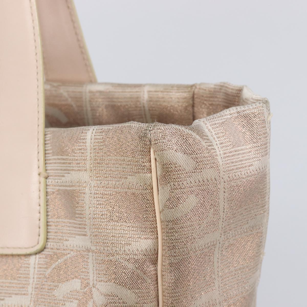 CHANEL New Travel Line Hand Bag Canvas Gold CC Auth BA16853