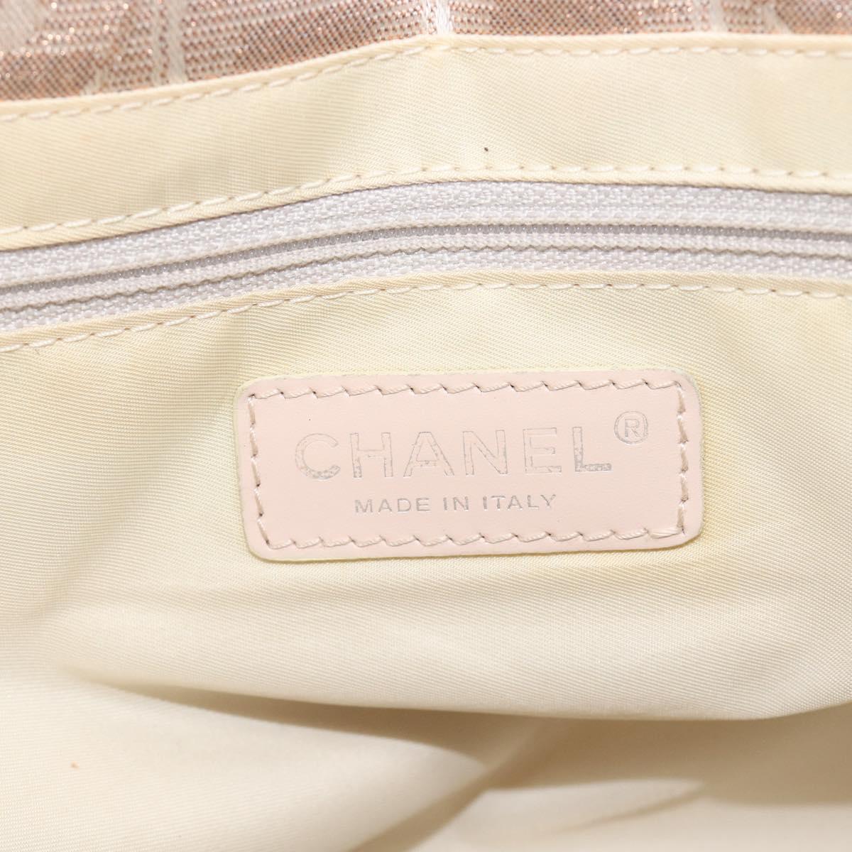 CHANEL New Travel Line Hand Bag Canvas Gold CC Auth BA16853