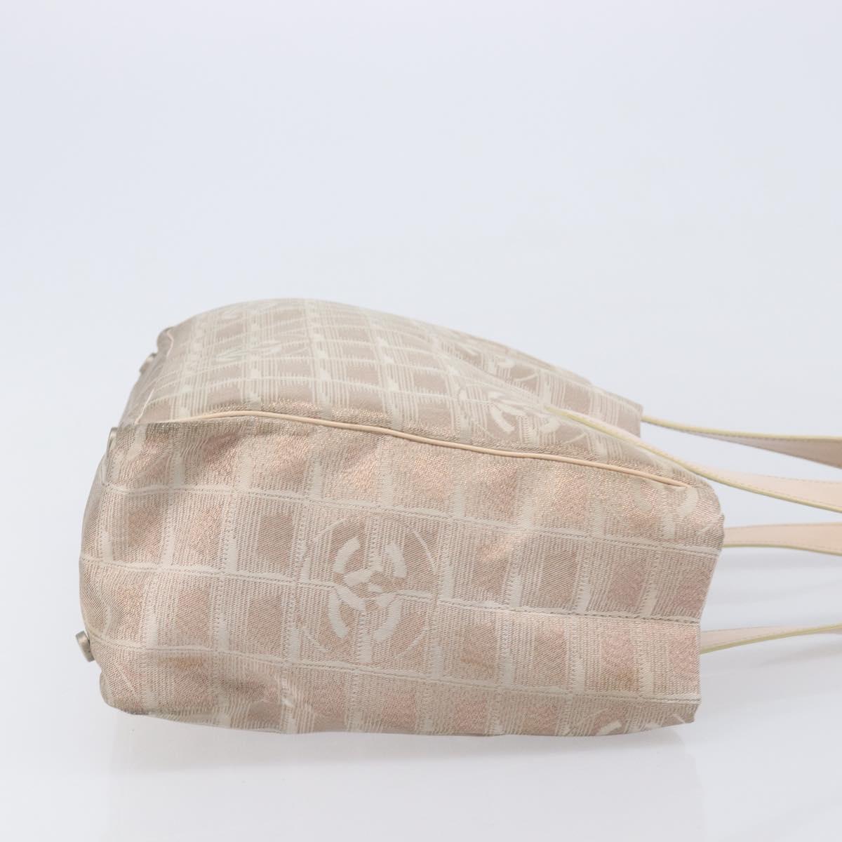 CHANEL New Travel Line Hand Bag Canvas Gold CC Auth BA16853