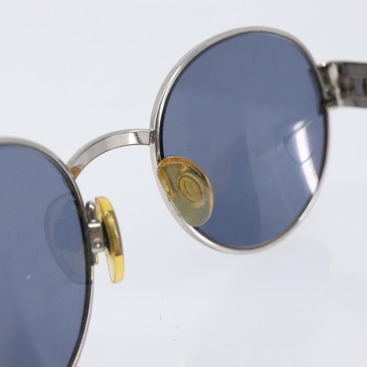 CHANEL Sunglasses Metal Silver Black CC Auth BA16858