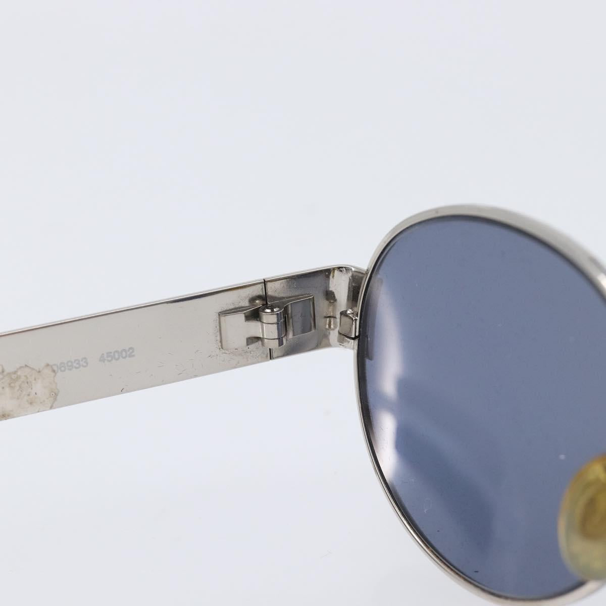 CHANEL Sunglasses Metal Silver Black CC Auth BA16858