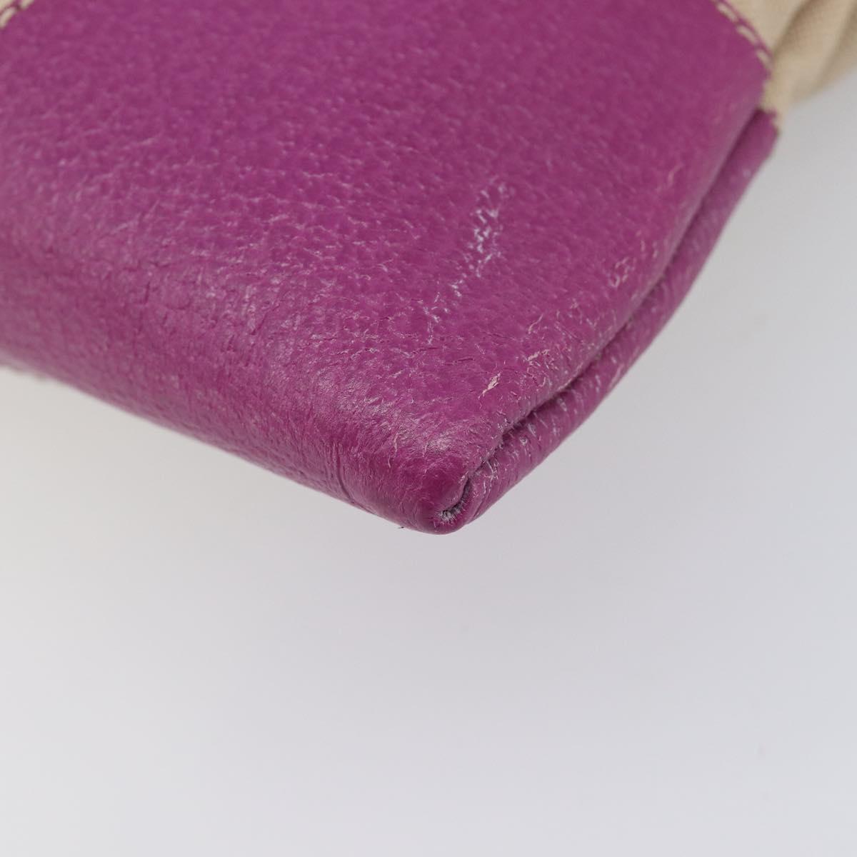 PRADA Hand Bag Canvas Beige Purple Auth BA16859