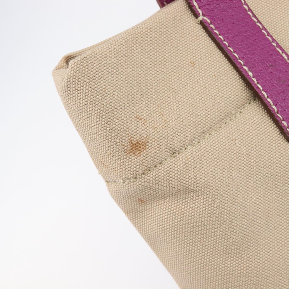 PRADA Hand Bag Canvas Beige Purple Auth BA16859