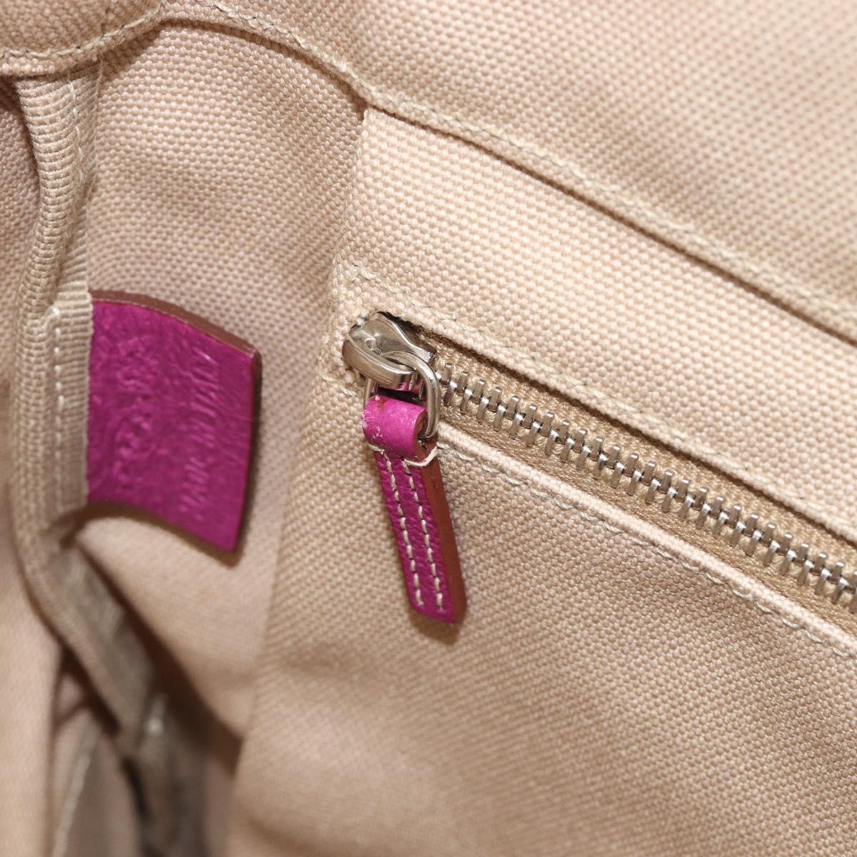 PRADA Hand Bag Canvas Beige Purple Auth BA16859