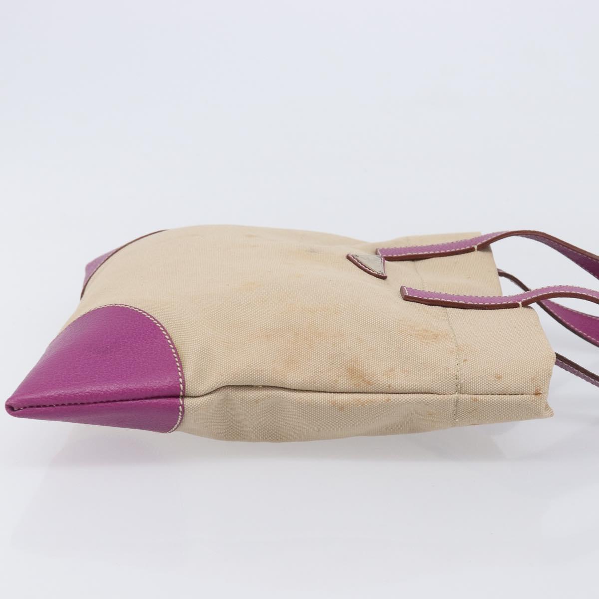 PRADA Hand Bag Canvas Beige Purple Auth BA16859