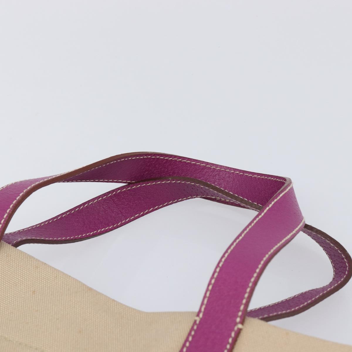 PRADA Hand Bag Canvas Beige Purple Auth BA16859