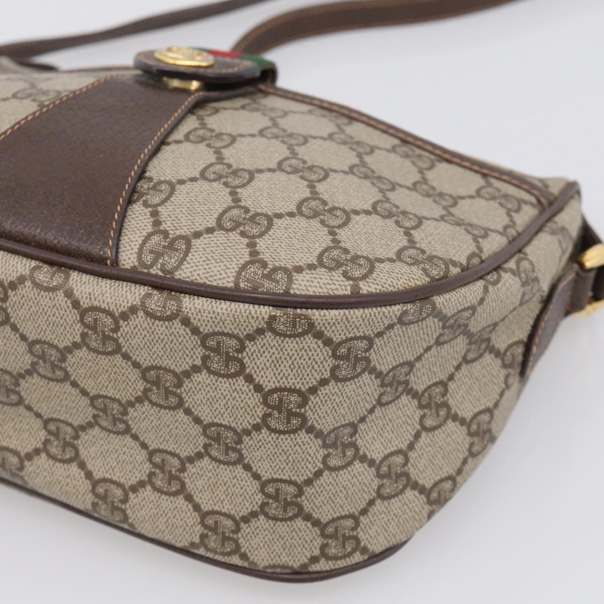 GUCCI GG Supreme Web Sherry Line Shoulder Bag PVC Beige 89 02 032 Auth BA16860