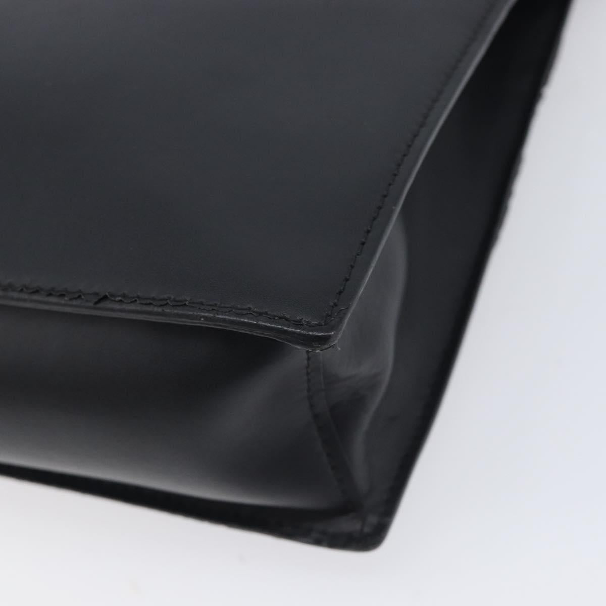 Valentino Clutch Bag Leather Black Silver Auth BA16865