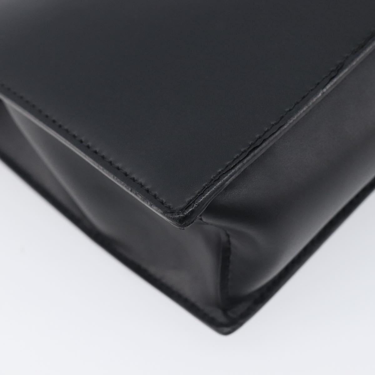 Valentino Clutch Bag Leather Black Silver Auth BA16865