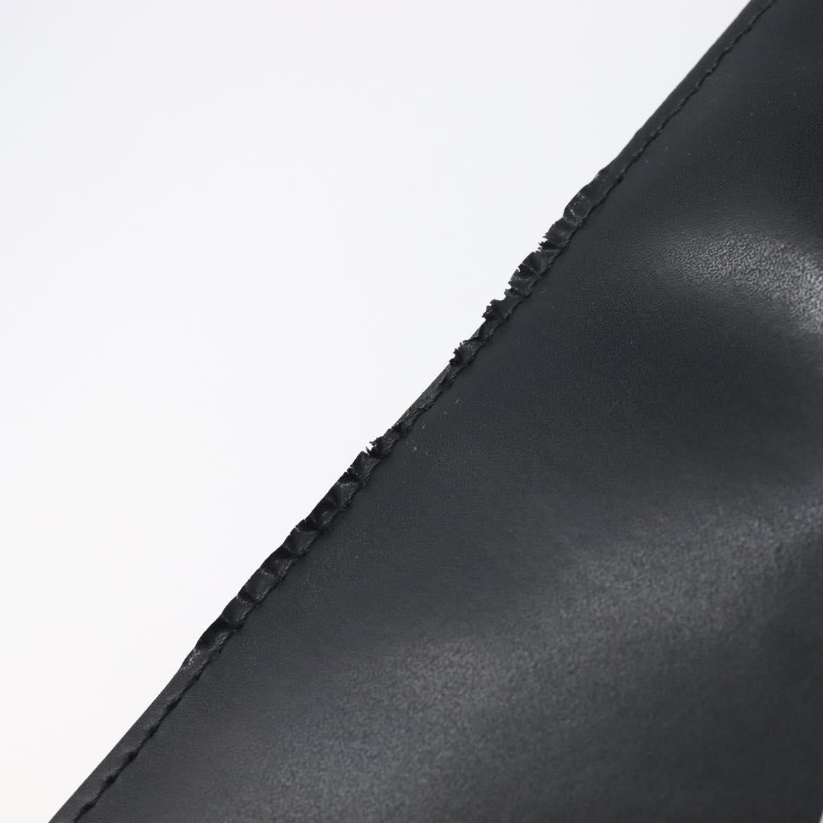 Valentino Clutch Bag Leather Black Silver Auth BA16865
