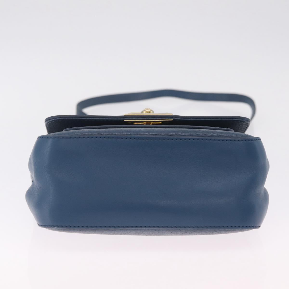 FENDI Hand Bag Leather 2way Blue Gold Tone 8M0321 Auth BA16869