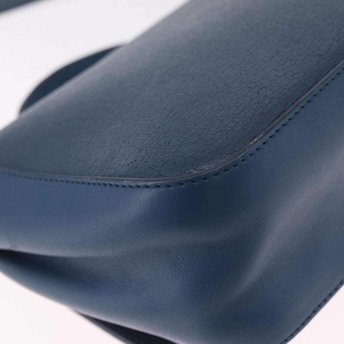 FENDI Hand Bag Leather 2way Blue Gold Tone 8M0321 Auth BA16869