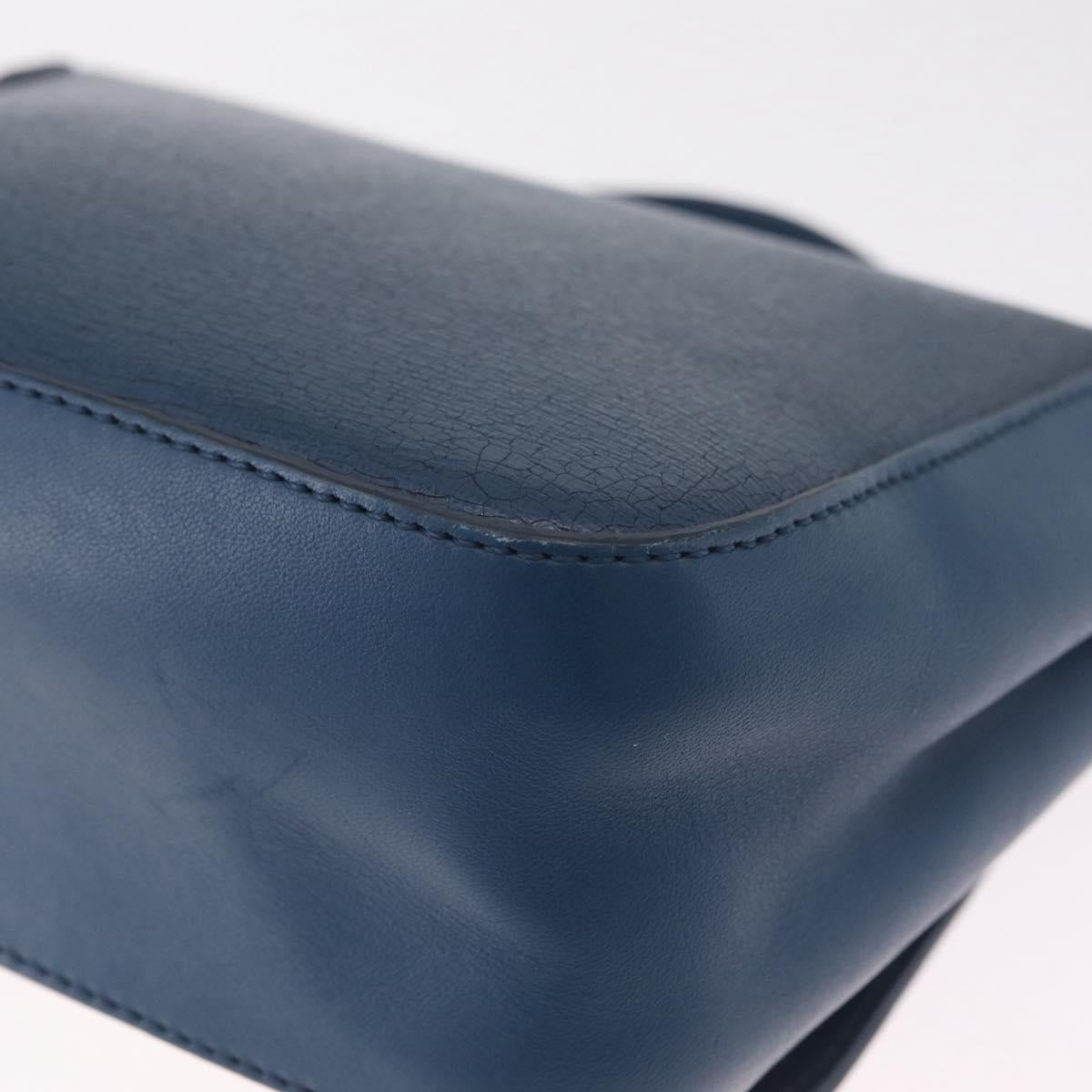 FENDI Hand Bag Leather 2way Blue Gold Tone 8M0321 Auth BA16869