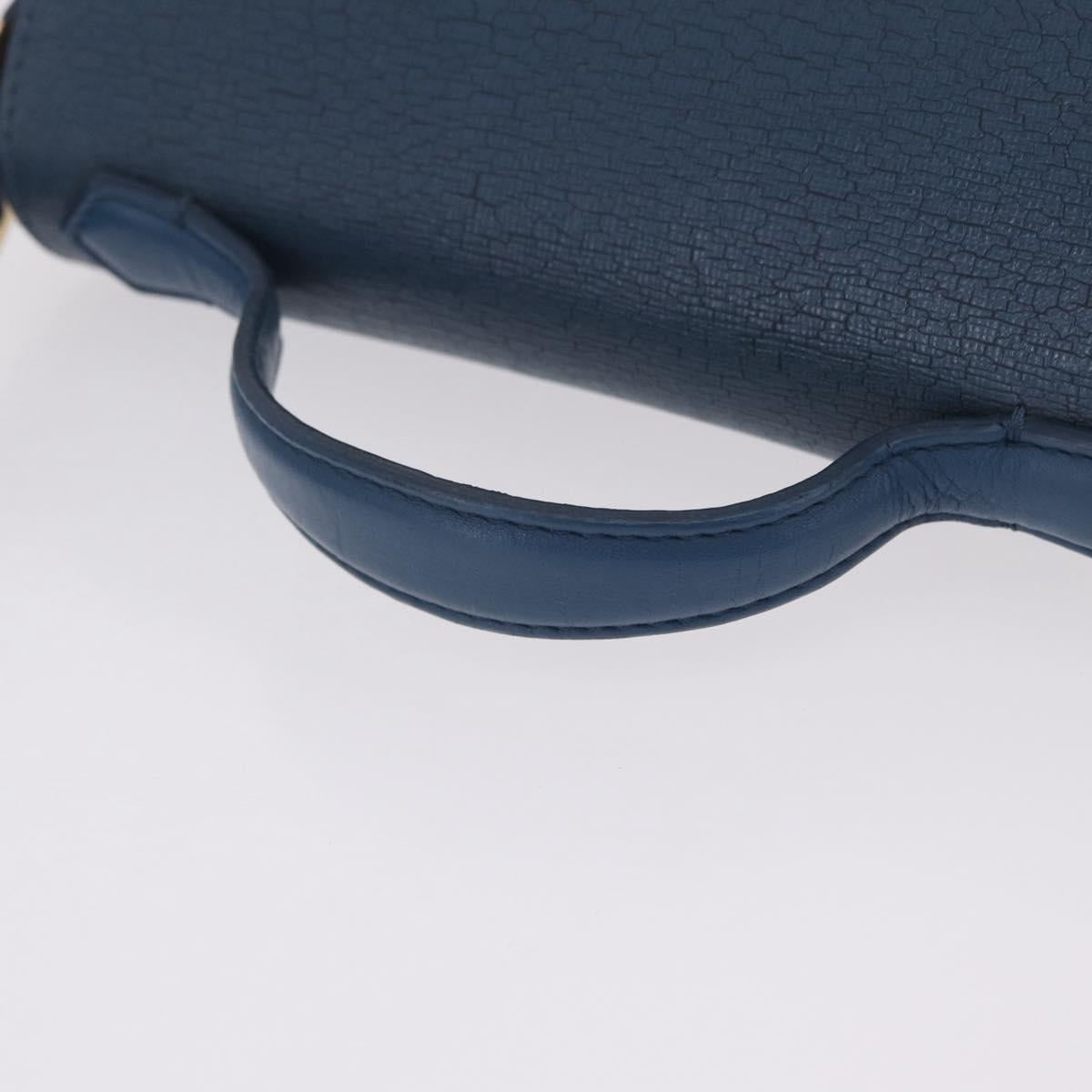 FENDI Hand Bag Leather 2way Blue Gold Tone 8M0321 Auth BA16869