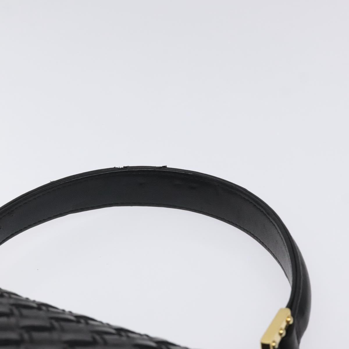 BALLY Hand Bag Leather Black Gold Auth BA1692