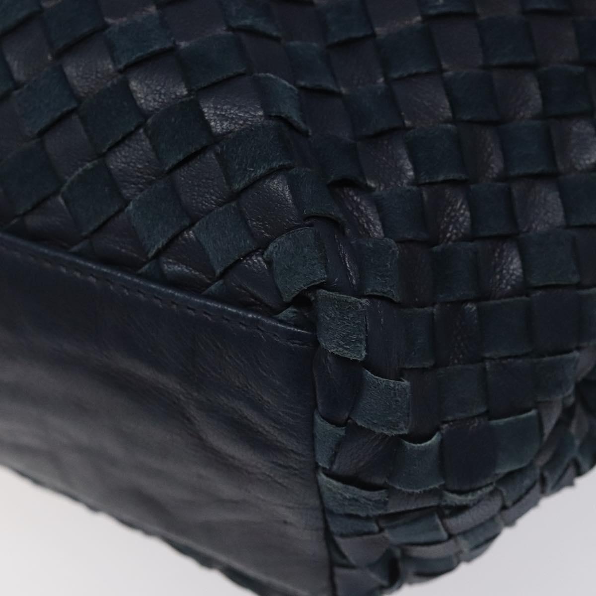 BALLY Shoulder Bag Leather Navy Gold Auth BA1693