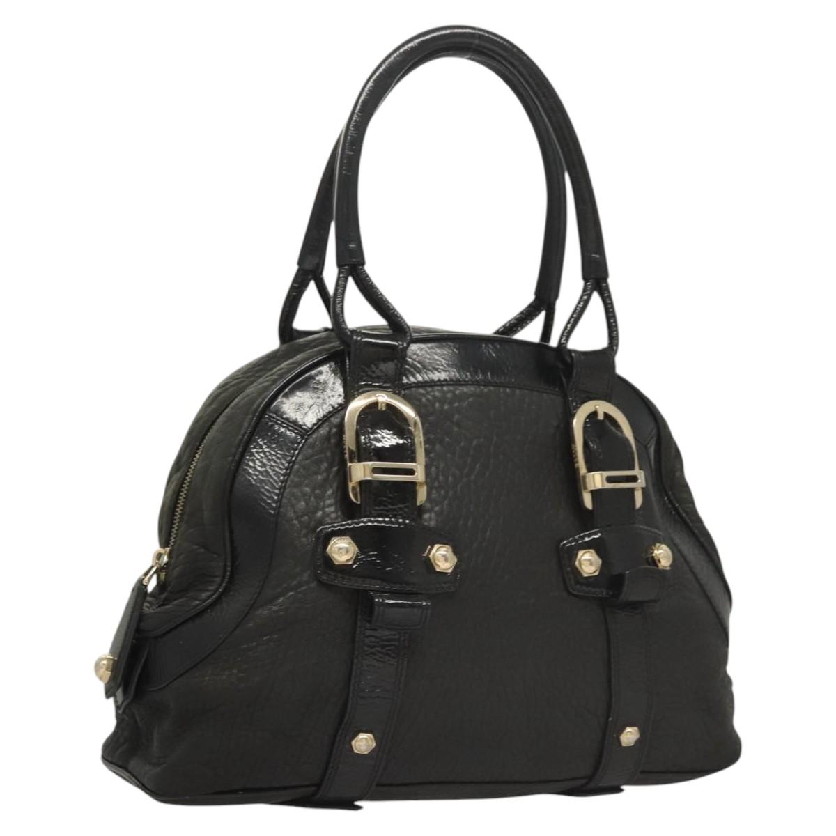 BALLY Shoulder Bag Leather Black Gold Auth BA1698