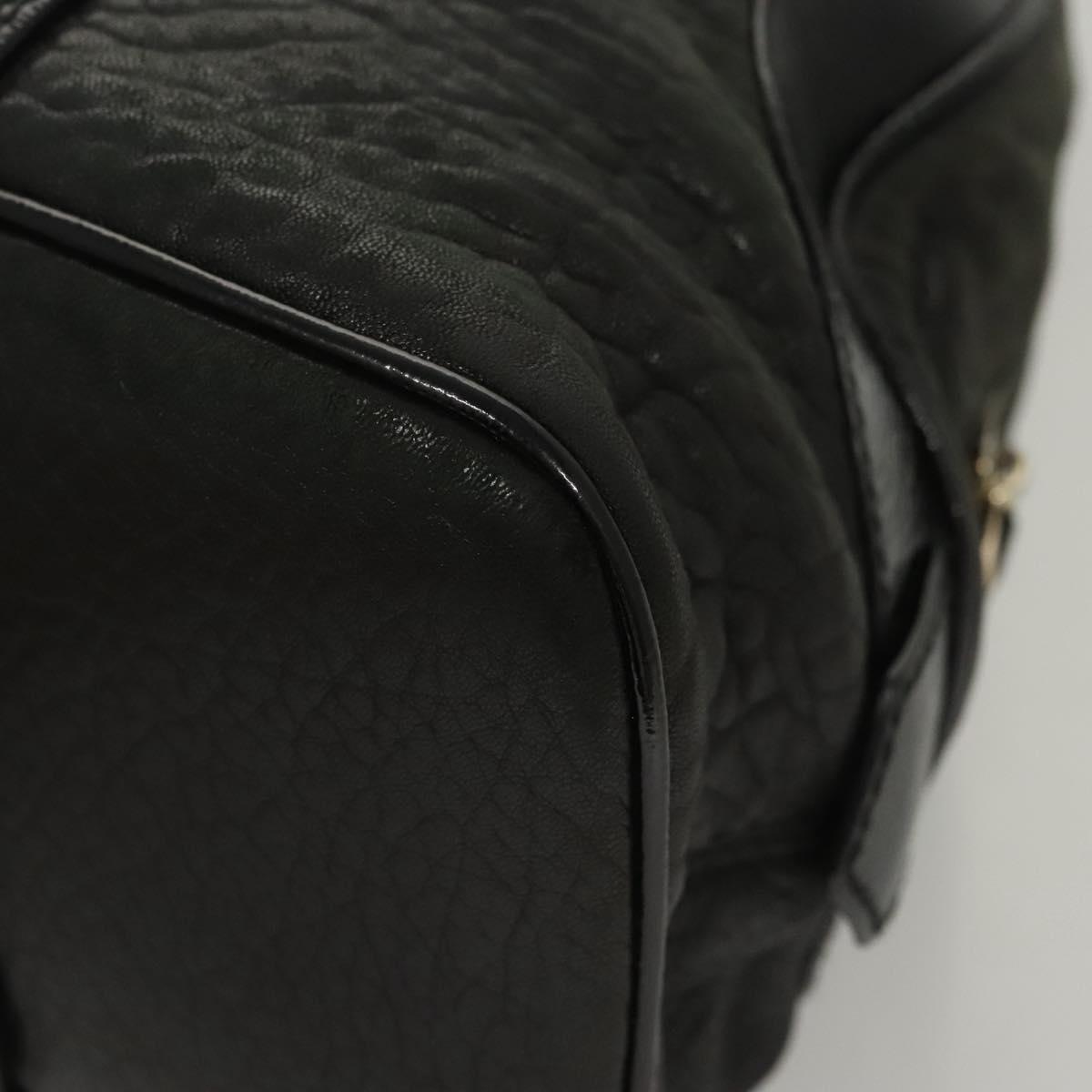 BALLY Shoulder Bag Leather Black Gold Auth BA1698