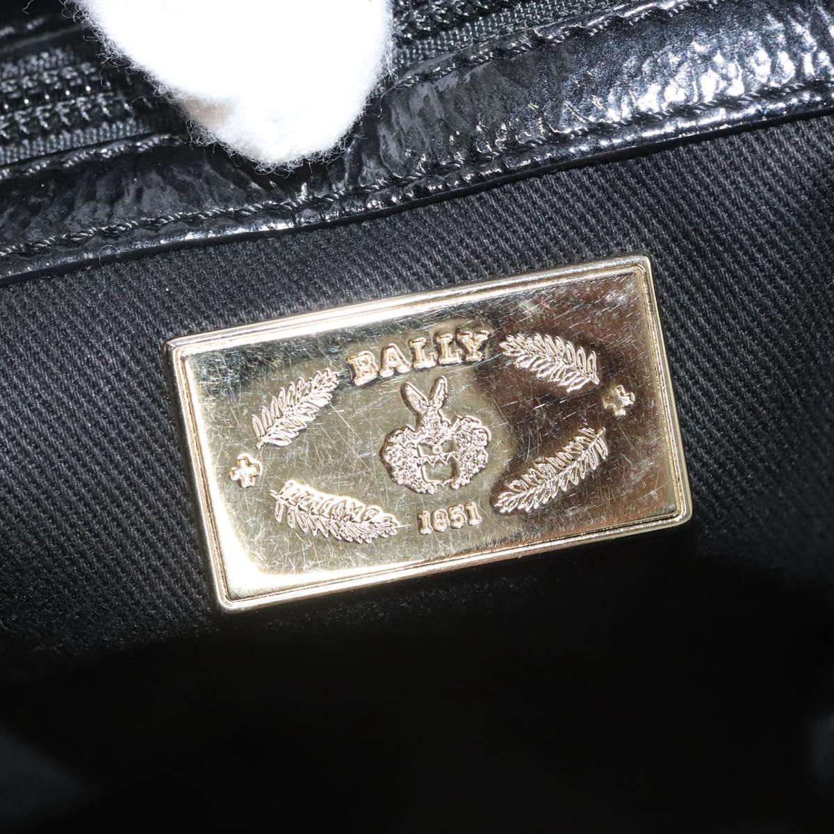BALLY Shoulder Bag Leather Black Gold Auth BA1698