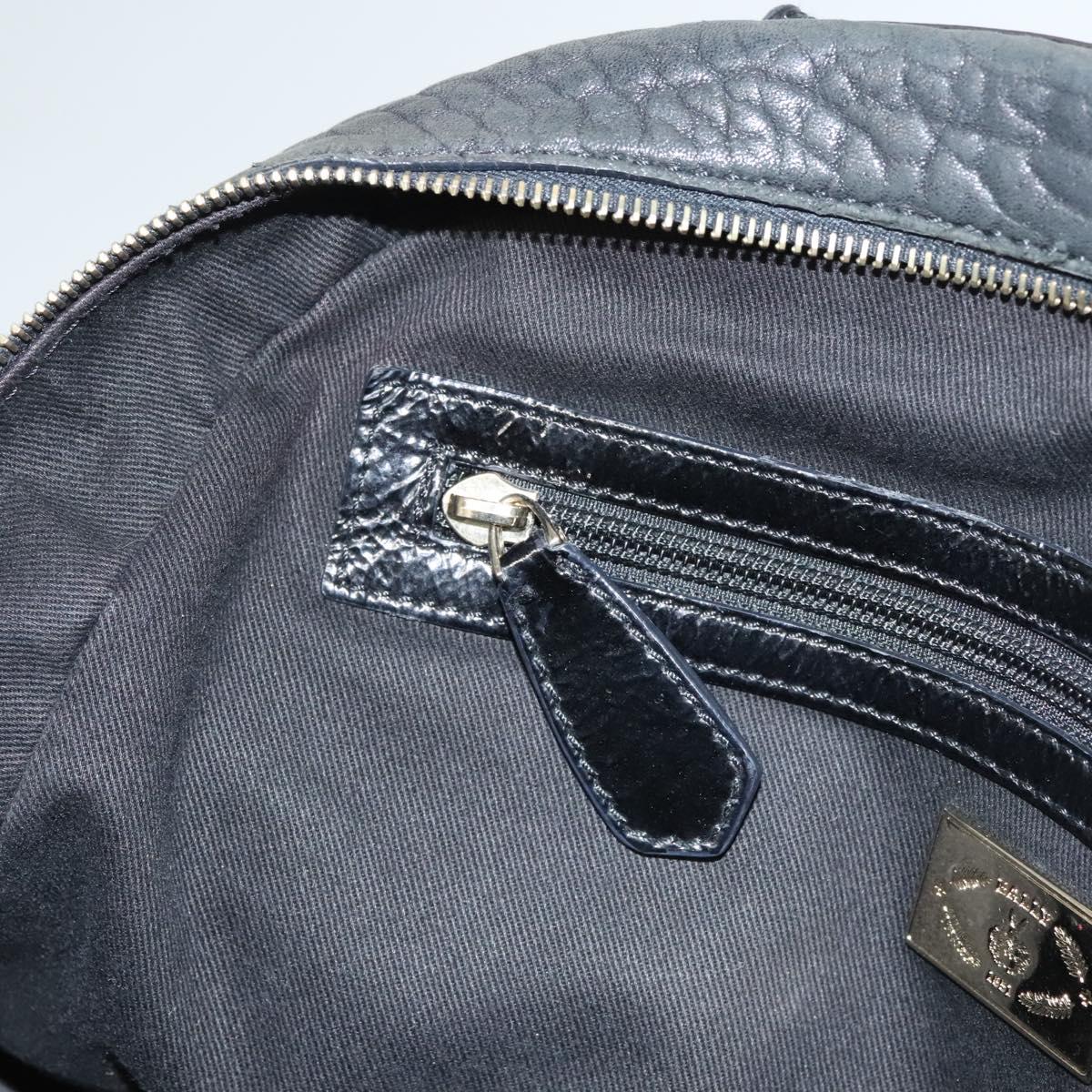 BALLY Shoulder Bag Leather Black Gold Auth BA1698