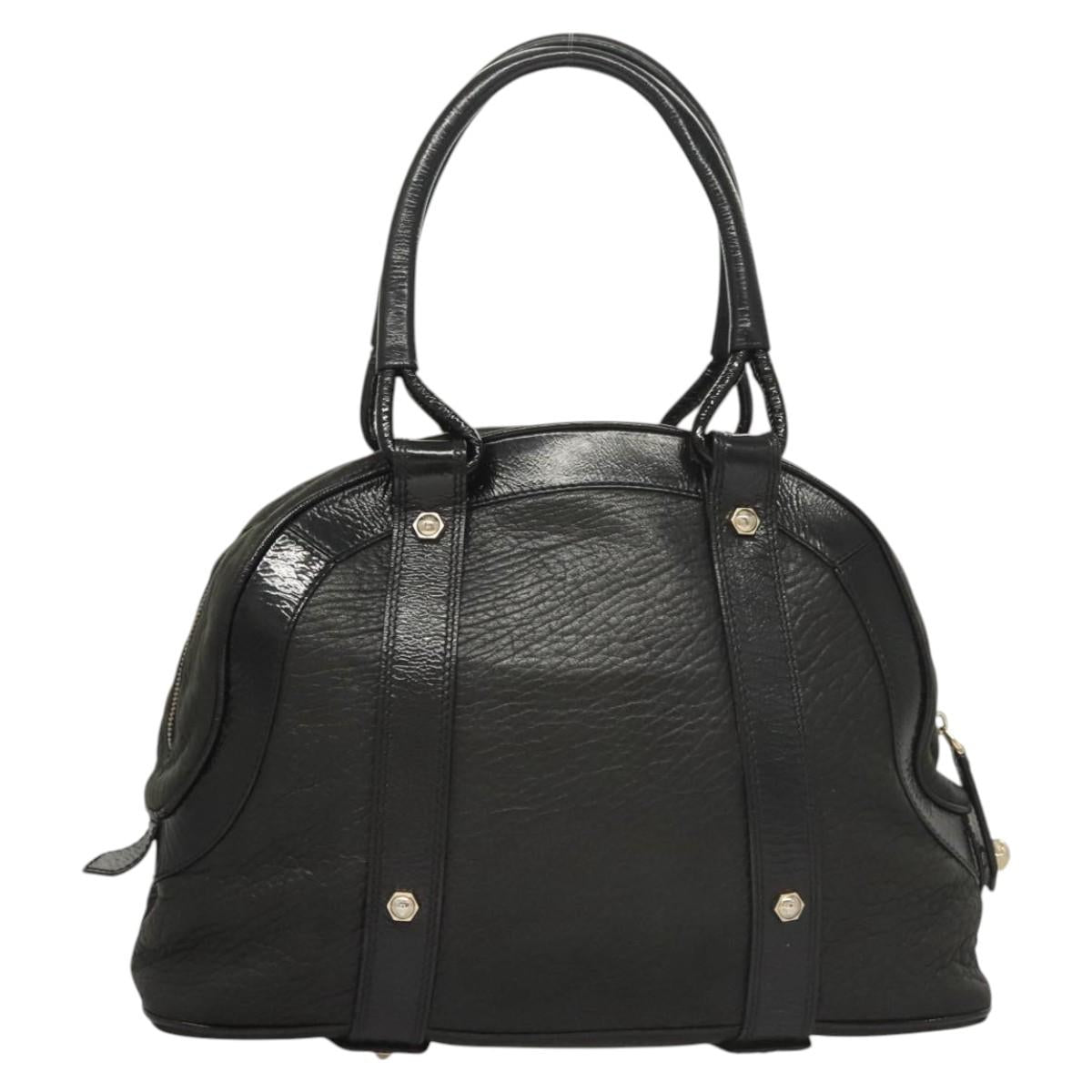 BALLY Shoulder Bag Leather Black Gold Auth BA1698