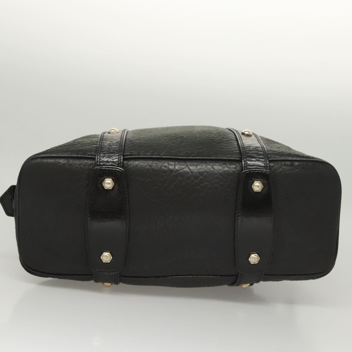 BALLY Shoulder Bag Leather Black Gold Auth BA1698