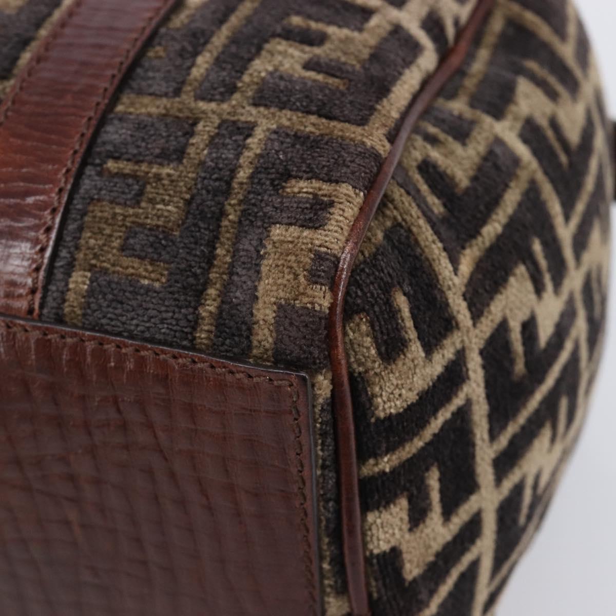 FENDI Zucca Canvas Hand Bag Brown Gold 8BH058 Auth BA16982V
