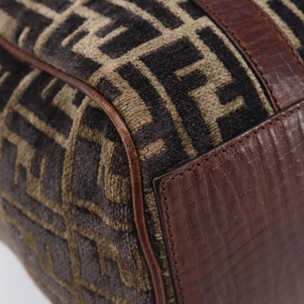 FENDI Zucca Canvas Hand Bag Brown Gold 8BH058 Auth BA16982V