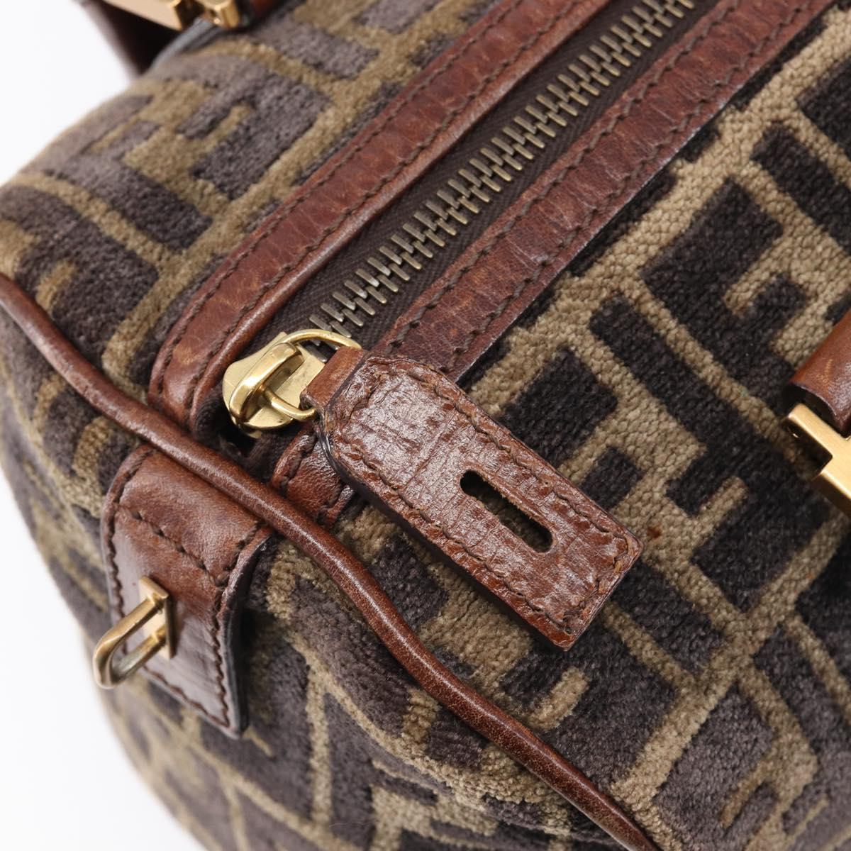FENDI Zucca Canvas Hand Bag Brown Gold 8BH058 Auth BA16982V