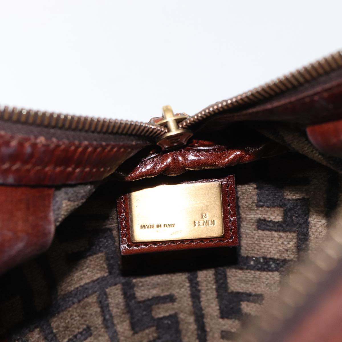 FENDI Zucca Canvas Hand Bag Brown Gold 8BH058 Auth BA16982V