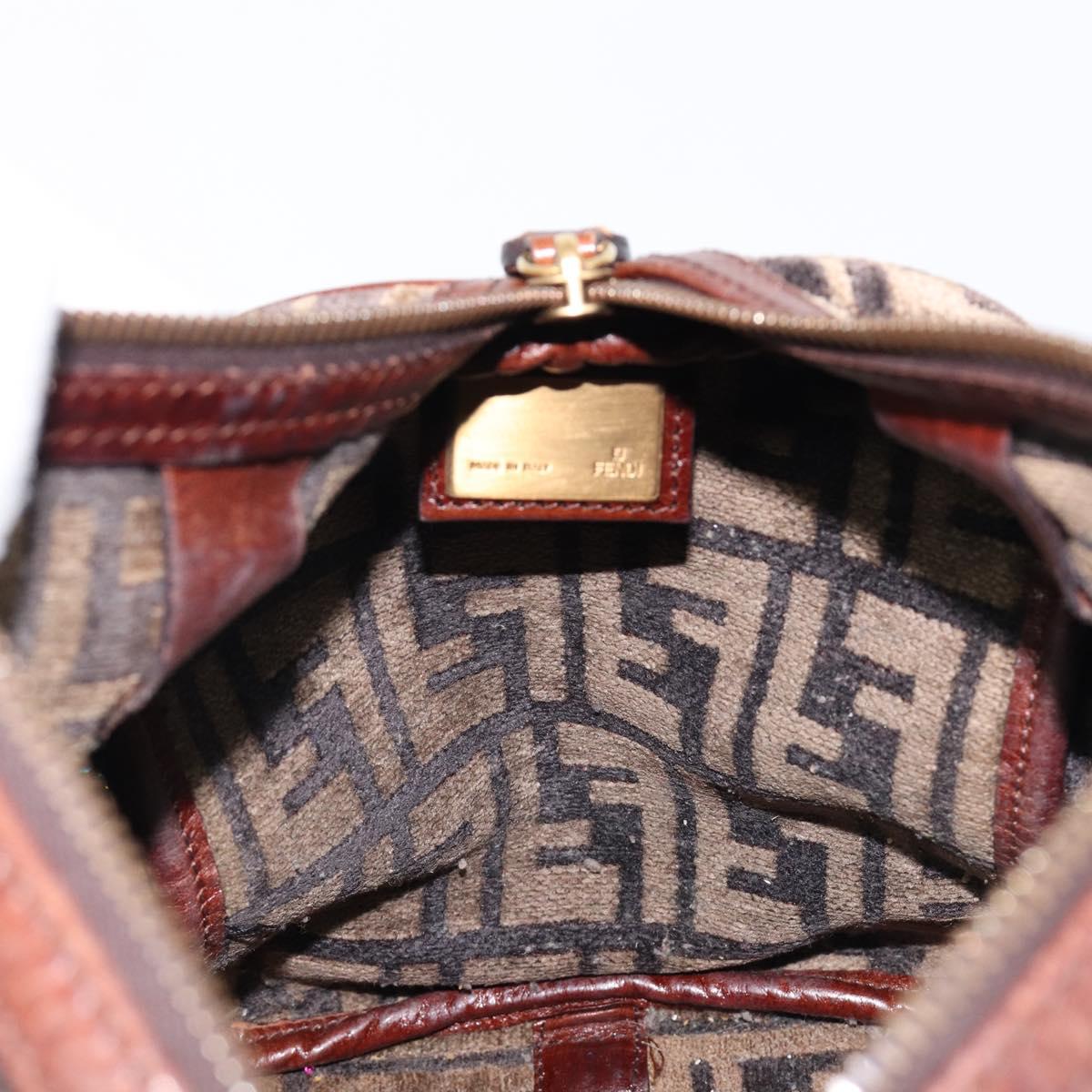 FENDI Zucca Canvas Hand Bag Brown Gold 8BH058 Auth BA16982V