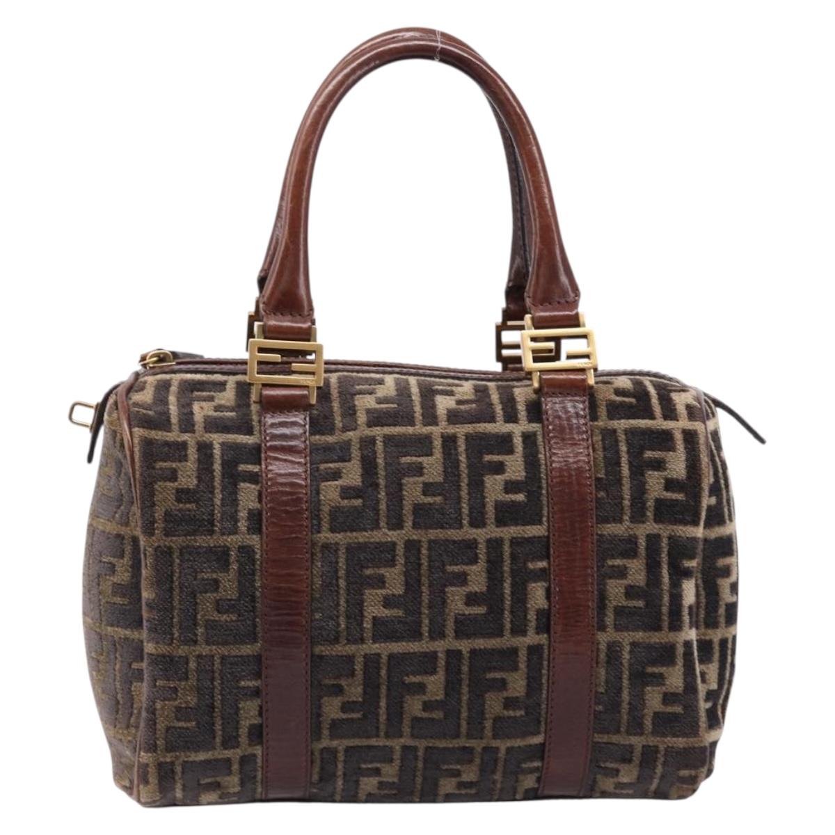 FENDI Zucca Canvas Hand Bag Brown Gold 8BH058 Auth BA16982V